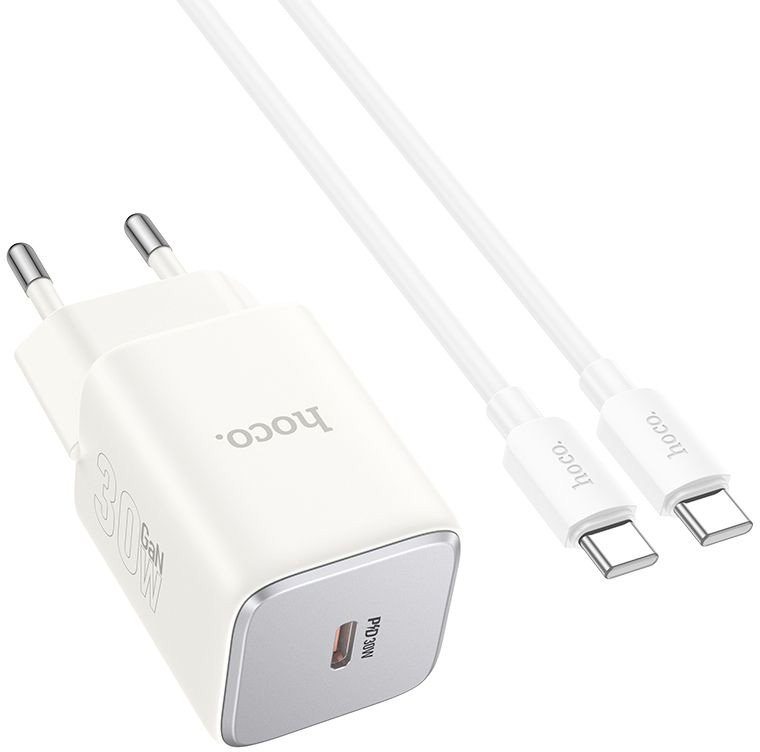 

Сетевое зарядное Hoco N43 USB Type-C (лунный белый)
