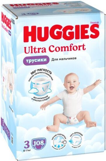 

Трусики-подгузники Huggies Ultra Comfort Boy Box 3 (108 шт)