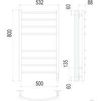 Полотенцесушитель TERMINUS Классик П8 500x800 КС 9005 бп электро (черный)