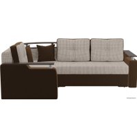 Угловой диван Лига диванов Комфорт 102600 (левый, корфу/микровельвет, корфу 02/коричневый)