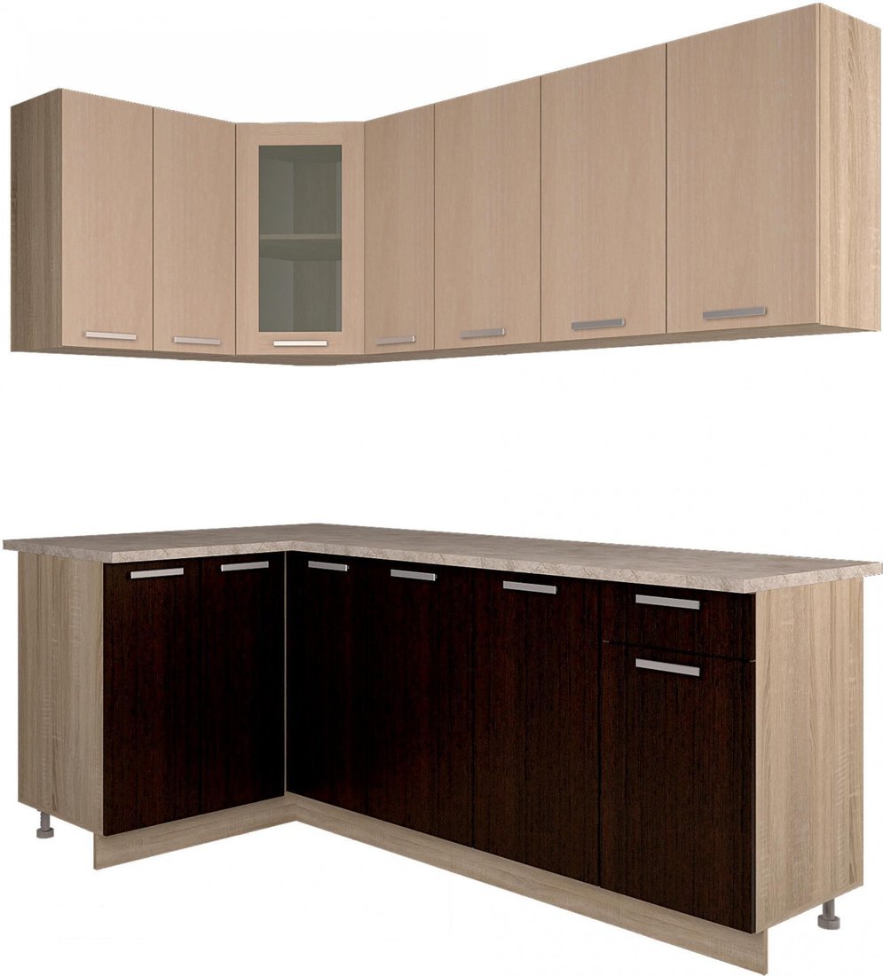 

Готовая кухня Интерлиния Мила 12x21 (дуб молочный/дуб венге)