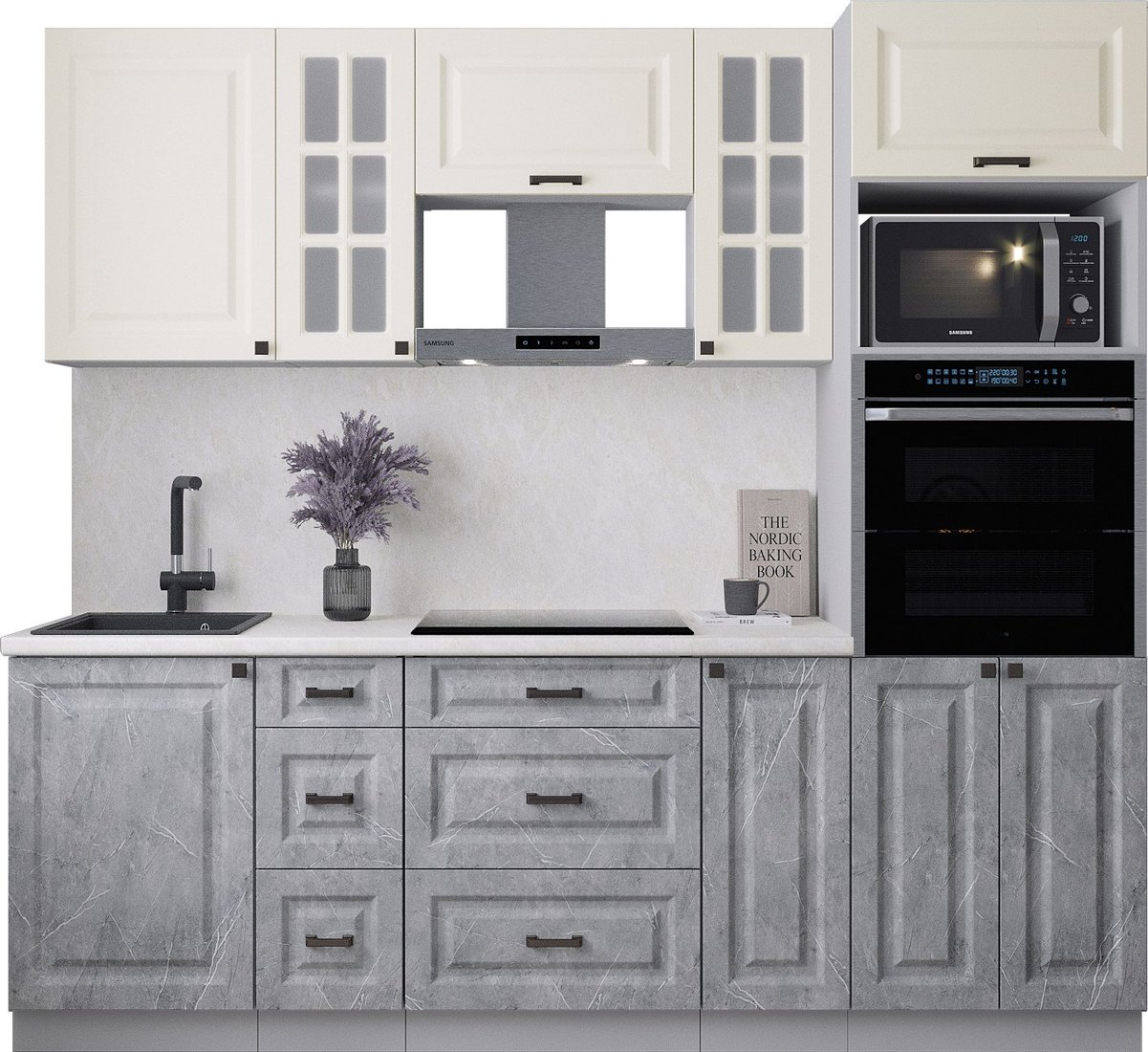 

Готовая кухня Интерлиния Мила Деко 2.3 (керамика/белый/опал светлый)