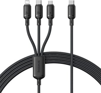 Кабель Baseus Silky One-for-Three Fast Charging Cable USB Type-C - Lightning/USB Type-C/microUSB P10377706123-00 (1.5 м, черный)