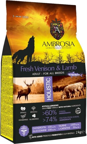 Ambrosia Adult All Breeds Fresh Venison & Lamb (для всех пород с олениной и ягненком) 2 кг