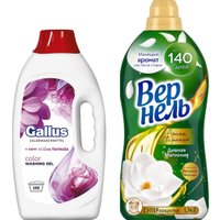 Гель для стирки Gallus Color 4 л + Кондиционер для белья Vernel Ароматерапия Дивная Магнолия Концентрированный (1.74 л)