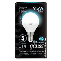 Светодиодная лампочка Gauss LED Globe E14 9.5 Вт 4100 К 105101210