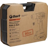 Дрель-шуруповерт Bort BAB-21-BLK 93413526 (с 2-мя АКБ, кейс)