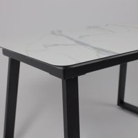 Кухонный стол Lepremo AV 1208 HPL+МДФ раздвижной 1200-1600x800 (мрамор белый/черный)