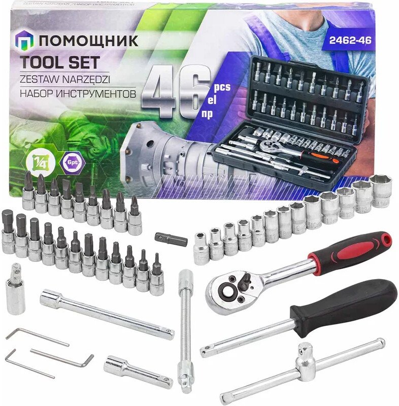 

Универсальный набор инструментов Помощник 2462-46 (46 предметов)