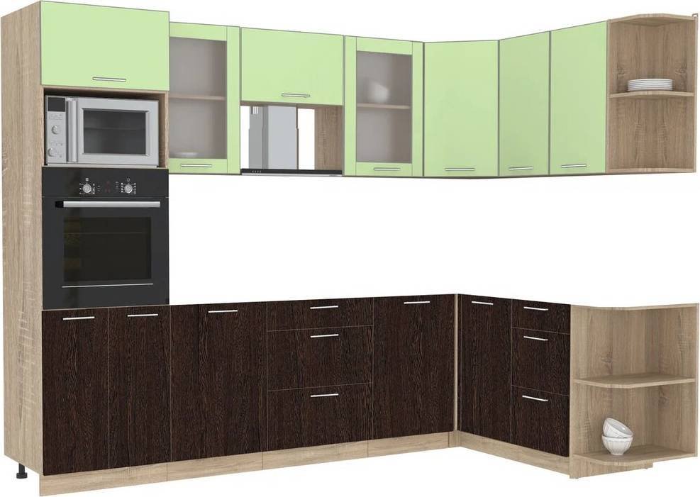 

Готовая кухня Интерлиния Мила 1.68x2.8 правая без столешницы (салатовый/дуб венге)