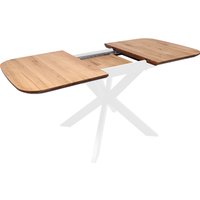 Кухонный стол ОКА Вейв 120-160x80x75 (дуб натуральный/белый)