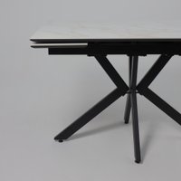 Кухонный стол Lepremo AV 2111 МДФ+керамика раздвижной 1200-1800x800 (белый глянцевый Carla Larkin/черный)