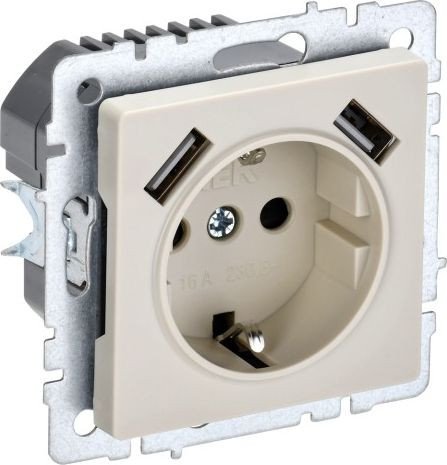 

Розетка IEK Brite BR-R14-16-U21-D21-K10
