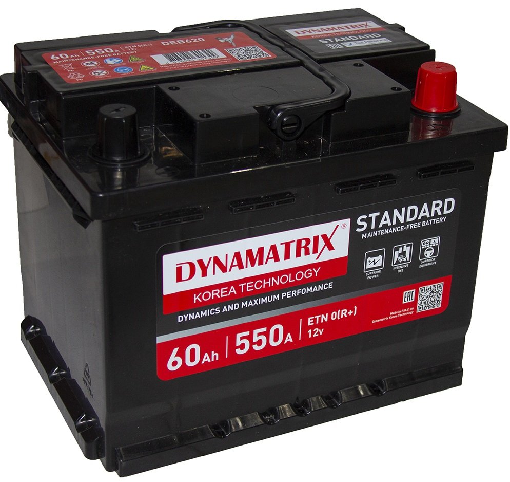 

Автомобильный аккумулятор Dynamatrix Standard R+ 550A (60 А·ч)