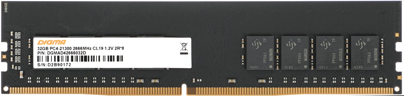 

Оперативная память Digma 32ГБ DDR4 2666 МГц DGMAD42666032D