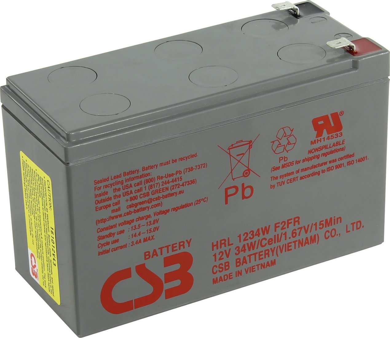 

Аккумулятор для ИБП CSB Battery HRL1234W F2FR (12В/9 А·ч)