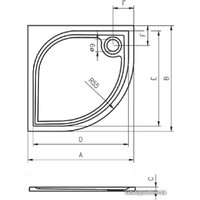 Душевой поддон Riho Kolping закругленный 90x90 [DB14]