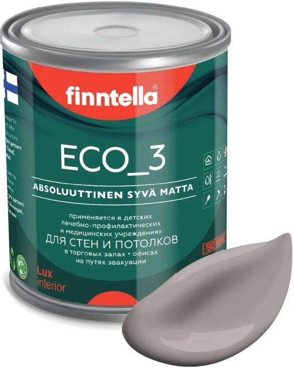 

Краска Finntella Eco 3 Wash and Clean Violetti Usva F-08-1-1-LG181 0.9 л (серый)