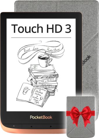 Электронная книга PocketBook 632 Touch HD 3 (медный) + Обложка Origami 6