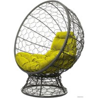Кресло M-Group Кокос на подставке 11590311 (серый ротанг/желтая подушка)