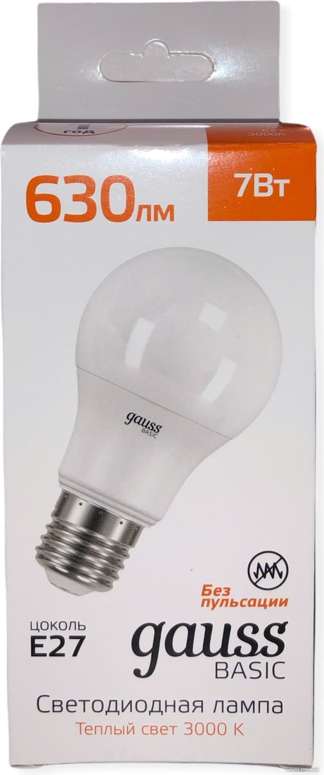 Светодиодная лампочка Gauss Elementary Basic E27 7W 3000K A60 10202172
