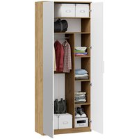 Шкаф распашной Трия Хилтон комбинированный с 2 дверьми исп.2 (дуб крафт золотой/белый матовый)