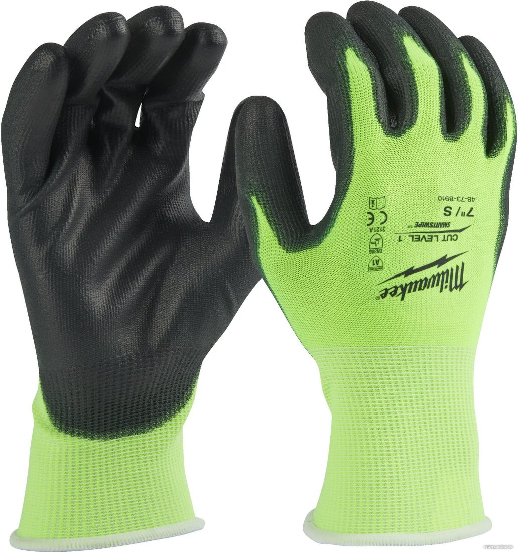 Перчатки хозяйственные Milwaukee Hi-Vis Cut level 1/A 7/S 4932479916