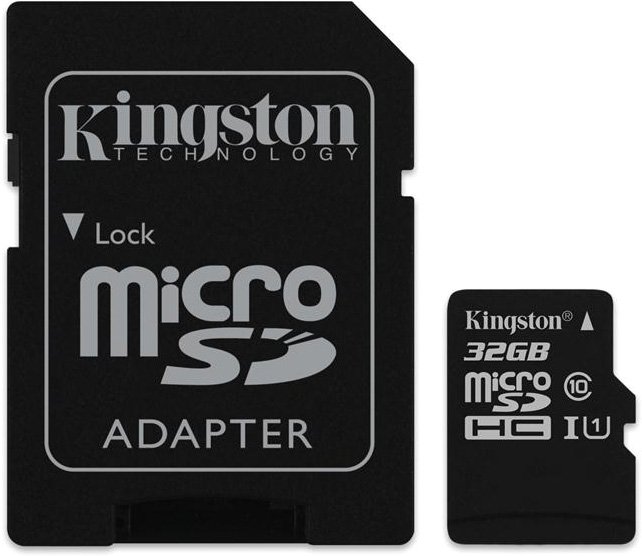 

Карта памяти Kingston microSDHC UHS-I (Class 10) 32GB + адаптер [SDC10G2/32GB]