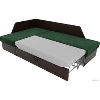 Угловой диван Лига диванов Андора 102683 (левый, велюр/экокожа, зеленый/коричневый)