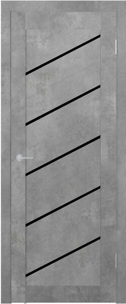 

Межкомнатная дверь Юркас Stark ST7 ДО 80x200 (бетон светлый, стекло lacobel черный лак)
