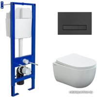 Унитаз подвесной Berges Wasserhaus Atom 043306 (с сиденьем и кнопкой смыва)