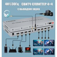 Переключатель USBTOP 4K HDMI Matrix 4x4 with Audio