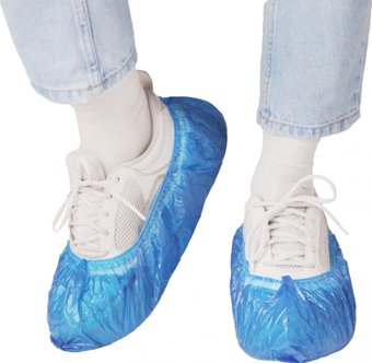 Бахилы EleGreen Экстра с двойной резинкой (100 шт, синий)