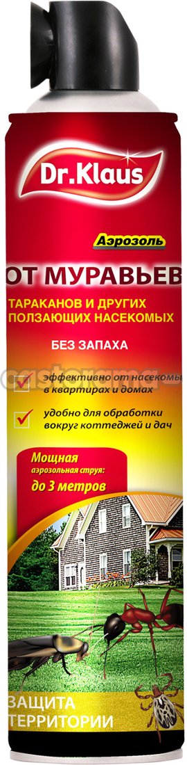 

Аэрозоль против насекомых Dr. Klaus От муравьев, тараканов и других ползающих насекомых DK06250011 (600 мл)