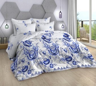 Семейный комплект постельного белья Milanika Гжель Семейный (поплин)