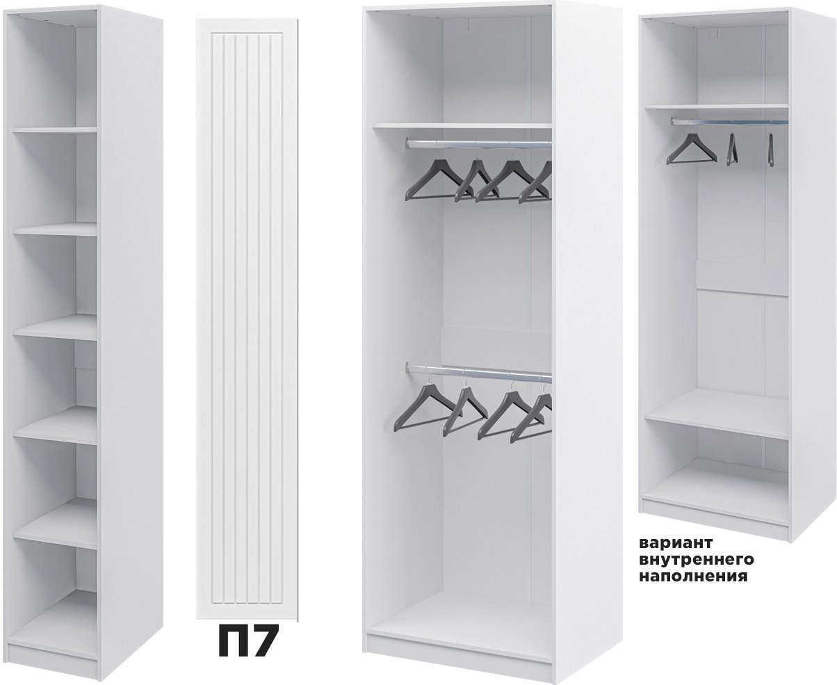 Шкаф распашной Мебель Неман МН-039-06 и МН-039-03 с фасадом МДФ П7 (белый)