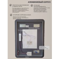 Зеркало с подсветкой  eMZe Smartphone 50х70 LED.UV.SMART.50.70.CHE.AF.4K (черный с УФ-окантовкой, подсветкой и антизапотеванием)