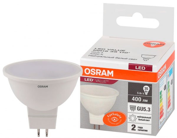 

Светодиодная лампочка Osram GU5.3 5Вт 4000 К LVMR1635