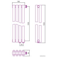 Стальной трубчатый радиатор Сунержа Эстет-00 EU50 1200х180 4 секции (матовое золото)