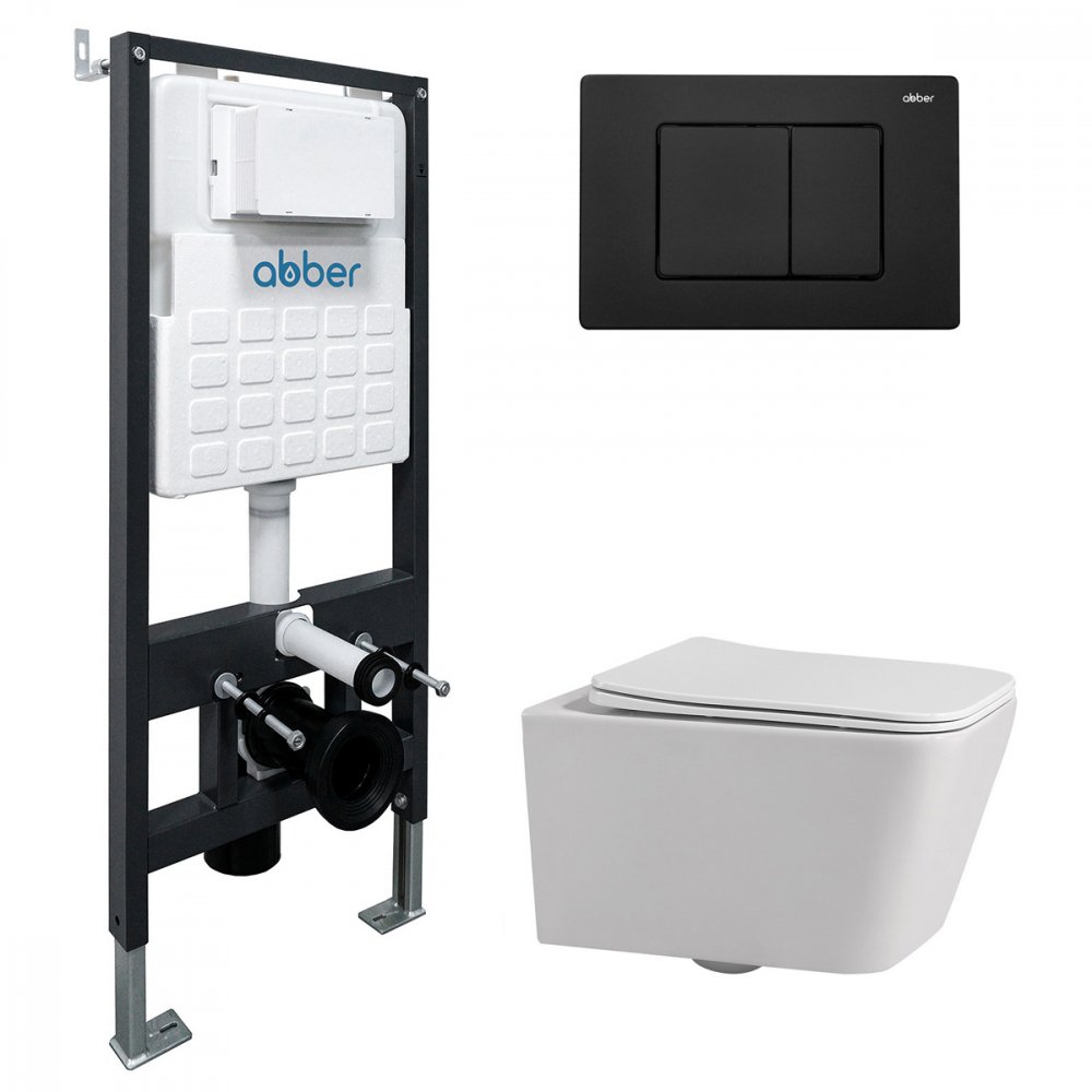 

Унитаз подвесной Abber Rechteck AC1201-AC0105-AC0120MB (с кнопкой смыва)