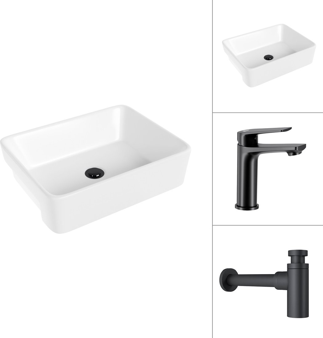 

Умывальник Lauter 21675 + Sky 21СК533BS с сифоном 21635B (черный матовый)