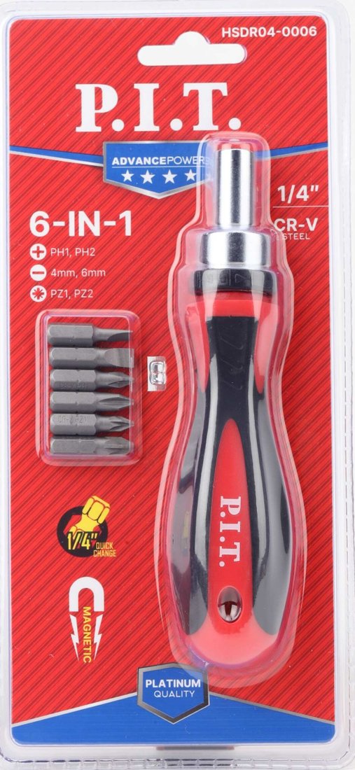 

Набор отвертка с битами P.I.T. Advance HSDR04-0006 (7 предметов)