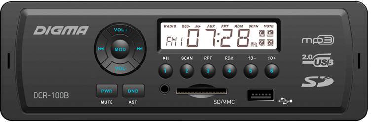 

USB-магнитола Digma DCR-100B