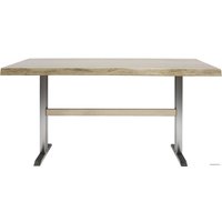 Кухонный стол Buro7 Двутавр 150 (с обзолом, дуб беленый/серебро)