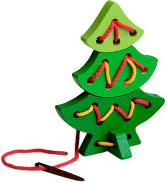 Развивающая игрушка Томик Елочка Нарядная. Шнуровка 612-4