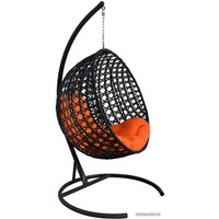Подвесное кресло M-Group Круг Люкс 11060407 (черный ротанг/оранжевая подушка)