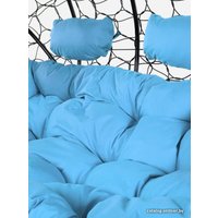 Подвесной диван M-Group Лежебока 11180403 (с черным ротангом/голубая подушка)