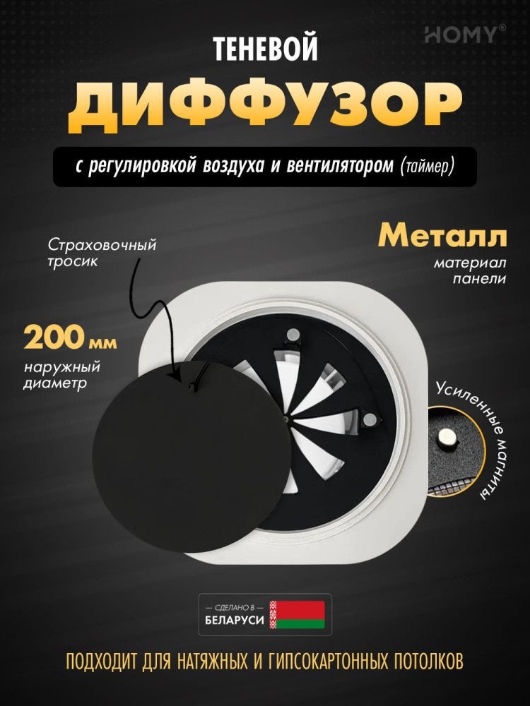 Вентиляционная решетка HOMY AIR круглый A125BRT d200 (черная)