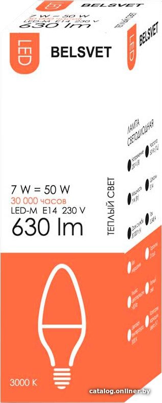 Светодиодная лампочка Belsvet LED-M С37 E14 7 Вт 3000 К