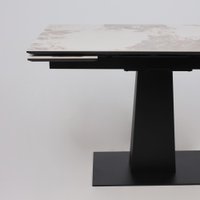 Кухонный стол Lepremo AV 2119 МДФ+керамика раздвижной 1200-1800x800 (белый глянцевый Pandora/черный)